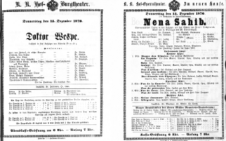 Theaterzettel (Oper und Burgtheater in Wien) 18701215 Seite: 1
