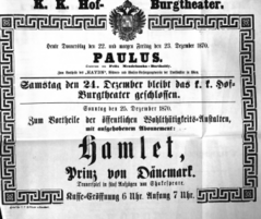 Theaterzettel (Oper und Burgtheater in Wien) 18701222 Seite: 1