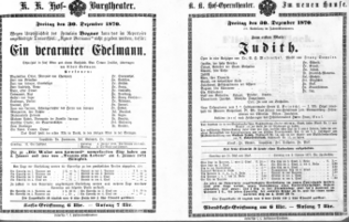 Theaterzettel (Oper und Burgtheater in Wien) 18701230 Seite: 1