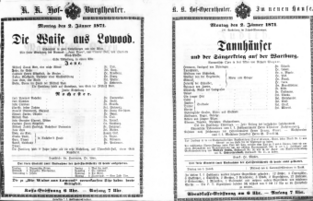 Theaterzettel (Oper und Burgtheater in Wien) 18710102 Seite: 1
