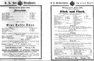 Theaterzettel (Oper und Burgtheater in Wien) 18710109 Seite: 1