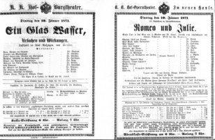 Theaterzettel (Oper und Burgtheater in Wien) 18710110 Seite: 1