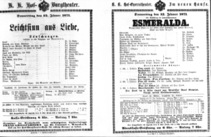 Theaterzettel (Oper und Burgtheater in Wien) 18710112 Seite: 1