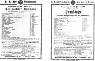 Theaterzettel (Oper und Burgtheater in Wien) 18710119 Seite: 1