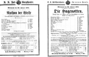 Theaterzettel (Oper und Burgtheater in Wien) 18710125 Seite: 1
