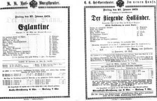 Theaterzettel (Oper und Burgtheater in Wien) 18710127 Seite: 1