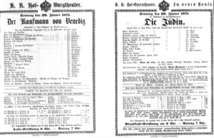 Theaterzettel (Oper und Burgtheater in Wien) 18710129 Seite: 1