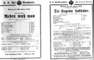 Theaterzettel (Oper und Burgtheater in Wien) 18710130 Seite: 1