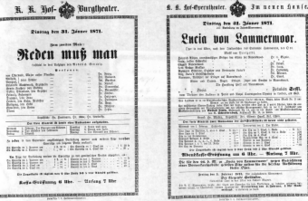 Theaterzettel (Oper und Burgtheater in Wien) 18710131 Seite: 1