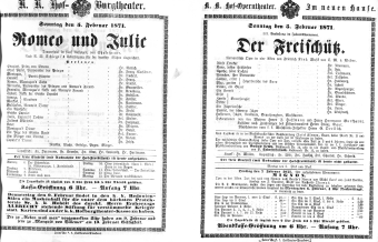 Theaterzettel (Oper und Burgtheater in Wien) 18710205 Seite: 1