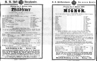 Theaterzettel (Oper und Burgtheater in Wien) 18710207 Seite: 1