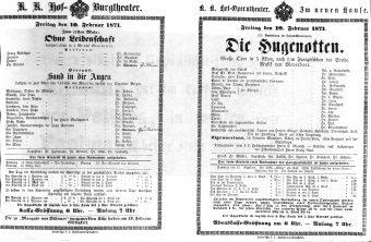 Theaterzettel (Oper und Burgtheater in Wien) 18710210 Seite: 1