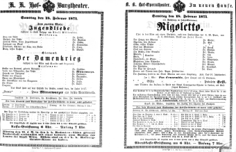 Theaterzettel (Oper und Burgtheater in Wien) 18710218 Seite: 1