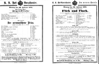 Theaterzettel (Oper und Burgtheater in Wien) 18710220 Seite: 1