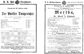 Theaterzettel (Oper und Burgtheater in Wien) 18710221 Seite: 1