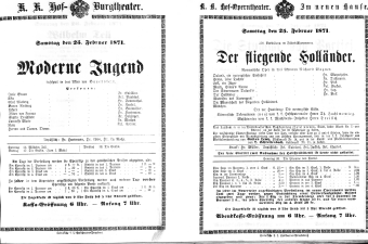 Theaterzettel (Oper und Burgtheater in Wien) 18710225 Seite: 1