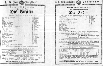 Theaterzettel (Oper und Burgtheater in Wien) 18710228 Seite: 1