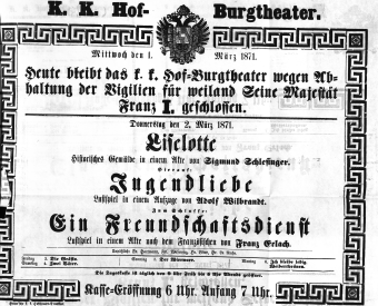 Theaterzettel (Oper und Burgtheater in Wien) 18710301 Seite: 1