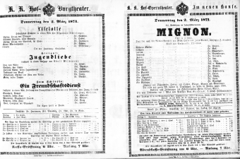 Theaterzettel (Oper und Burgtheater in Wien) 18710302 Seite: 1