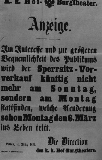 Theaterzettel (Oper und Burgtheater in Wien) 18710304 Seite: 1