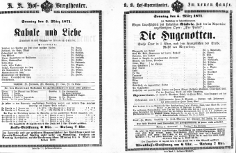 Theaterzettel (Oper und Burgtheater in Wien) 18710305 Seite: 1