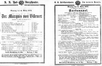 Theaterzettel (Oper und Burgtheater in Wien) 18710306 Seite: 1