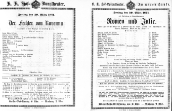 Theaterzettel (Oper und Burgtheater in Wien) 18710310 Seite: 1