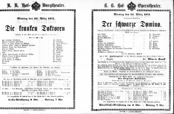 Theaterzettel (Oper und Burgtheater in Wien) 18710313 Seite: 1