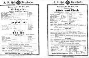 Theaterzettel (Oper und Burgtheater in Wien) 18710316 Seite: 1