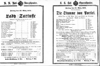 Theaterzettel (Oper und Burgtheater in Wien) 18710317 Seite: 1
