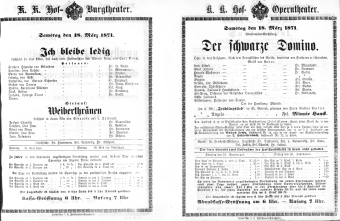 Theaterzettel (Oper und Burgtheater in Wien) 18710318 Seite: 1