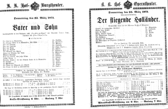 Theaterzettel (Oper und Burgtheater in Wien) 18710323 Seite: 1