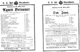 Theaterzettel (Oper und Burgtheater in Wien) 18710325 Seite: 1