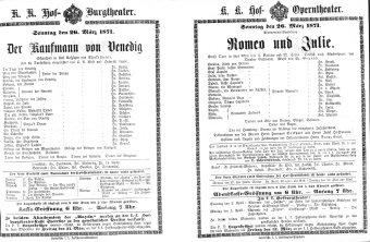 Theaterzettel (Oper und Burgtheater in Wien) 18710326 Seite: 1
