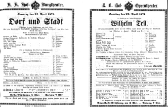 Theaterzettel (Oper und Burgtheater in Wien) 18710422 Seite: 1