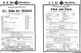 Theaterzettel (Oper und Burgtheater in Wien) 18710425 Seite: 1