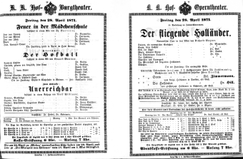 Theaterzettel (Oper und Burgtheater in Wien) 18710428 Seite: 1