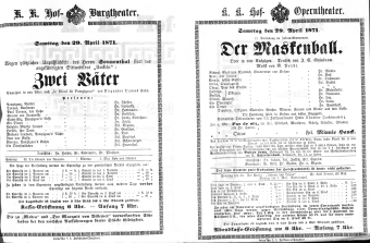 Theaterzettel (Oper und Burgtheater in Wien) 18710429 Seite: 1