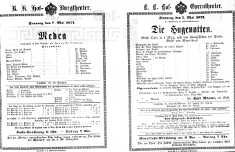 Theaterzettel (Oper und Burgtheater in Wien) 18710507 Seite: 1