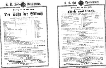 Theaterzettel (Oper und Burgtheater in Wien) 18710512 Seite: 1