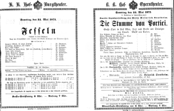 Theaterzettel (Oper und Burgtheater in Wien) 18710513 Seite: 1