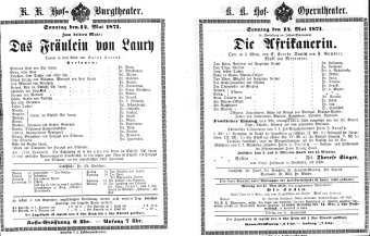 Theaterzettel (Oper und Burgtheater in Wien) 18710514 Seite: 1