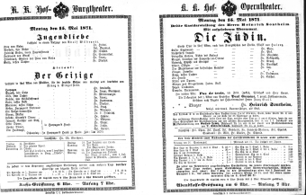 Theaterzettel (Oper und Burgtheater in Wien) 18710515 Seite: 1