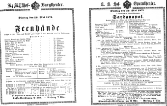 Theaterzettel (Oper und Burgtheater in Wien) 18710516 Seite: 1