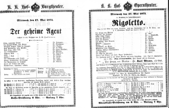 Theaterzettel (Oper und Burgtheater in Wien) 18710517 Seite: 1