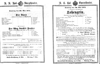 Theaterzettel (Oper und Burgtheater in Wien) 18710520 Seite: 1