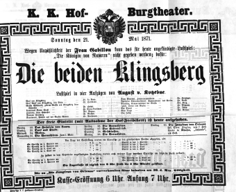 Theaterzettel (Oper und Burgtheater in Wien) 18710521 Seite: 1