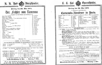 Theaterzettel (Oper und Burgtheater in Wien) 18710526 Seite: 1