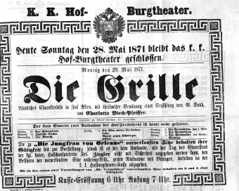 Theaterzettel (Oper und Burgtheater in Wien) 18710528 Seite: 1