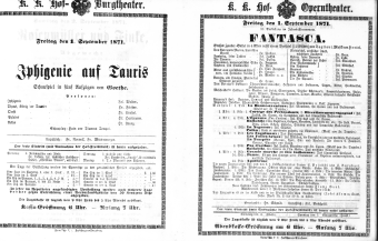 Theaterzettel (Oper und Burgtheater in Wien) 18710701 Seite: 1